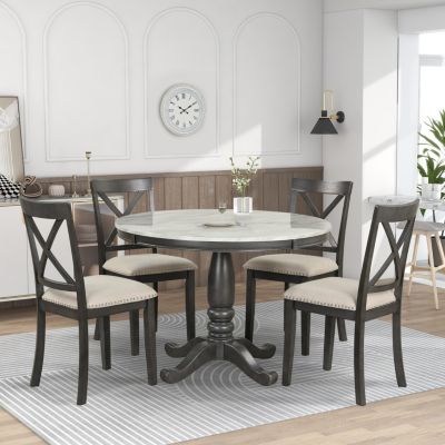 Solid Wood Dining Set for 4