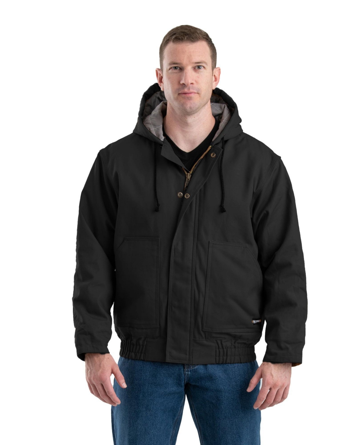 Big & Tall Flame Resistant Duck Hooded Jacket - Black