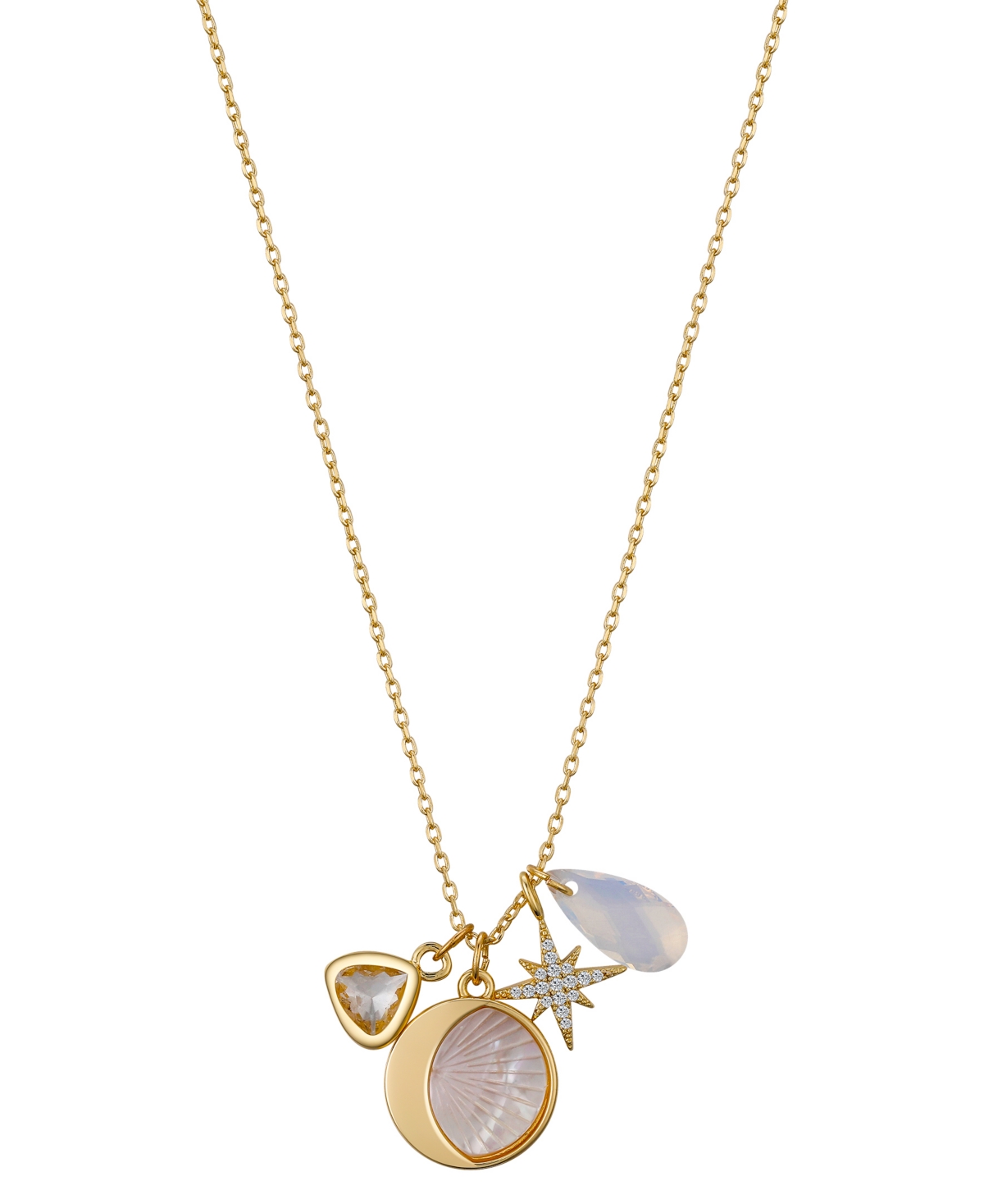Unwritten Multi Stone Star And Moon Necklace In Gold