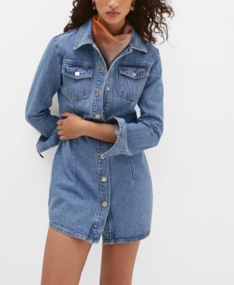 MANGO Women's Pockets Detail Denim Dress - Macy's