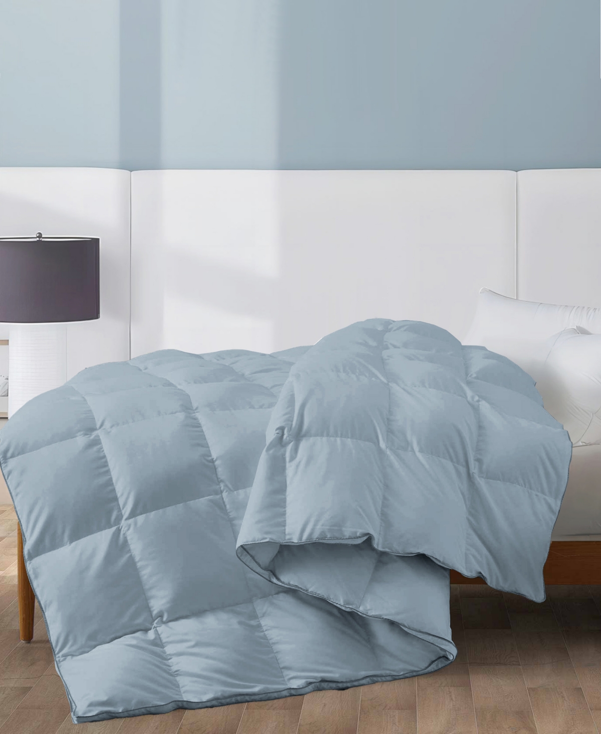 Unikome Cozy Medium Warmth Down Feather Fiber Comforter, California King In Steel Blue