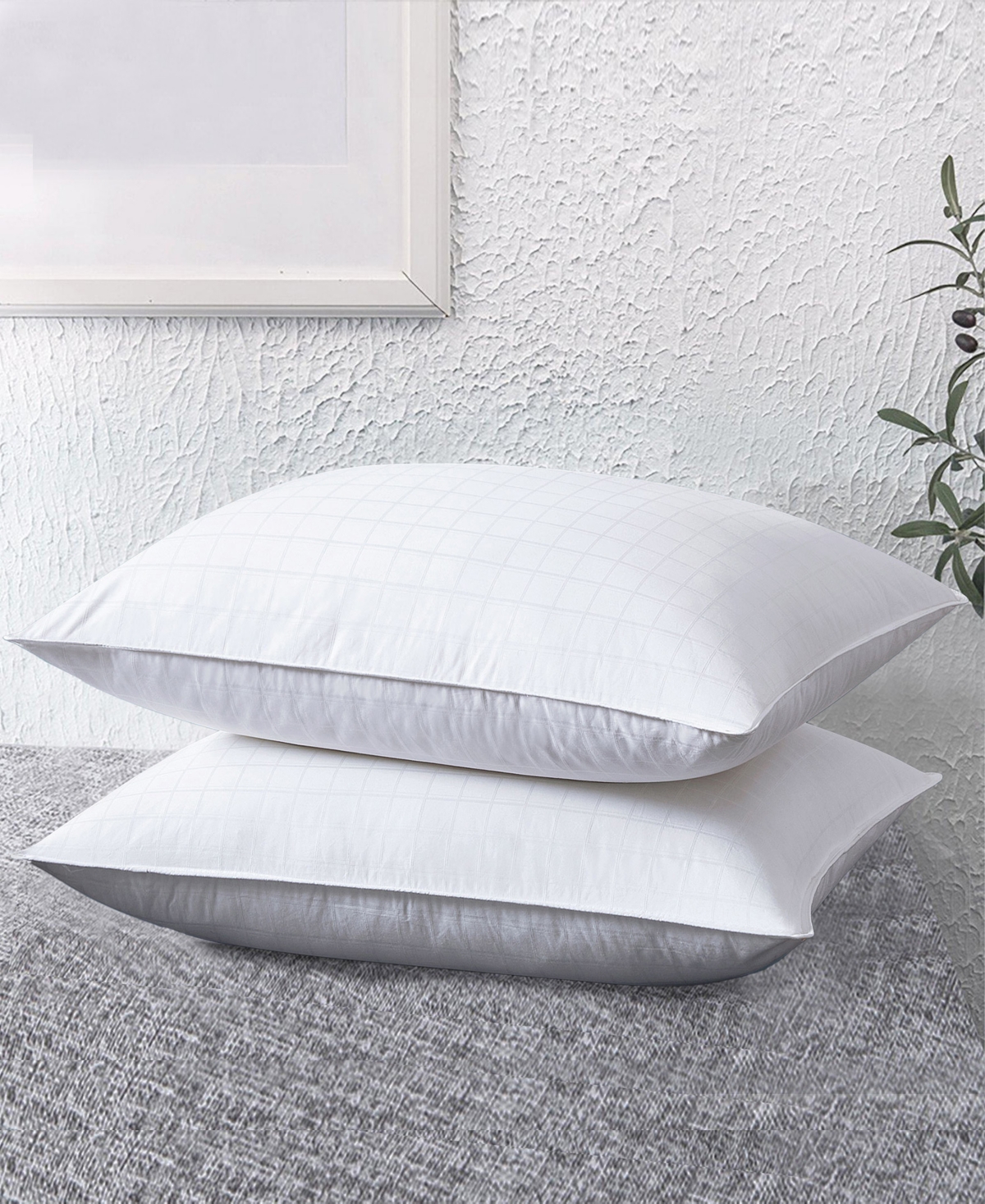 Unikome 2 Pack Premium 100% Cotton Down-around Design Down Feather Bed Pillow Set, Standard In White