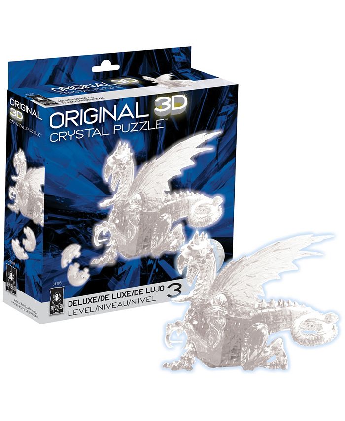 University Games Bepuzzled 3D Crystal Puzzle Dragon Clear, 57 Pieces