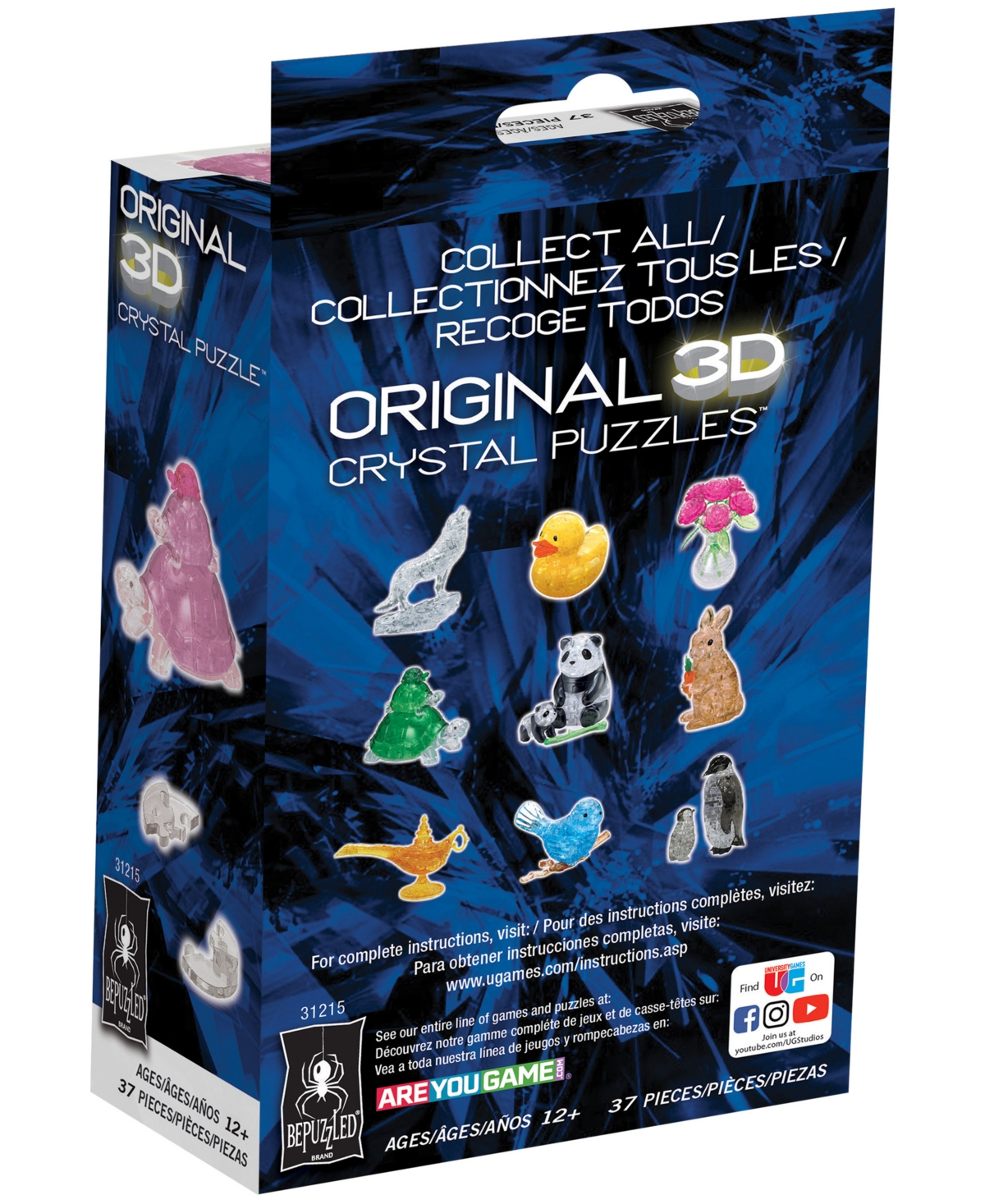 University Games Bepuzzled 3d Crystal Puzzle Turtles, 37 Pieces In No Color