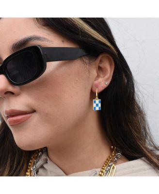 Bay Enamel Checker Earrings