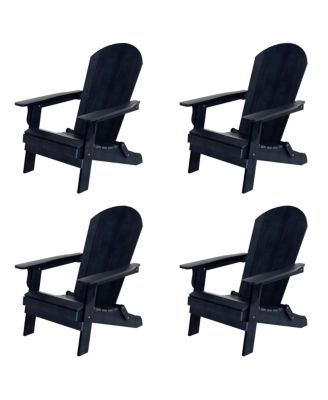 Outdoor Patio All-weather Folding Adirondack Chair Set of 4