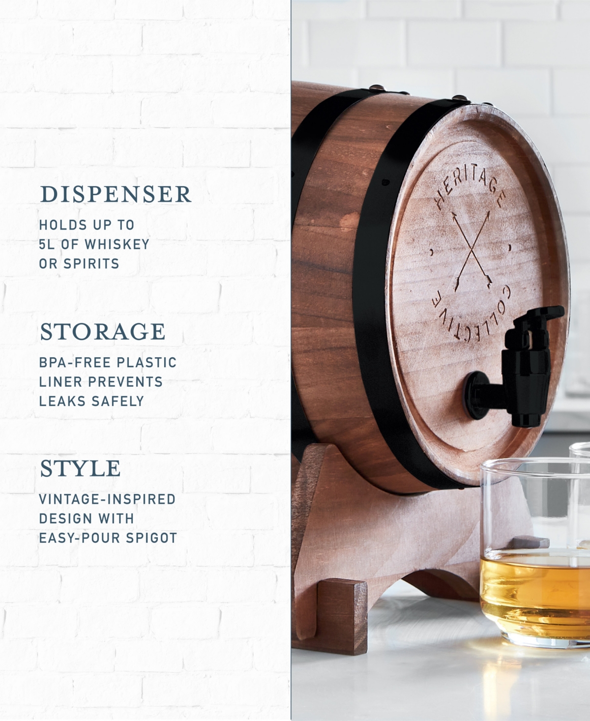 Shop Studio Mercantile Miniature Wood Whiskey Barrel Dispenser In Dark Brown