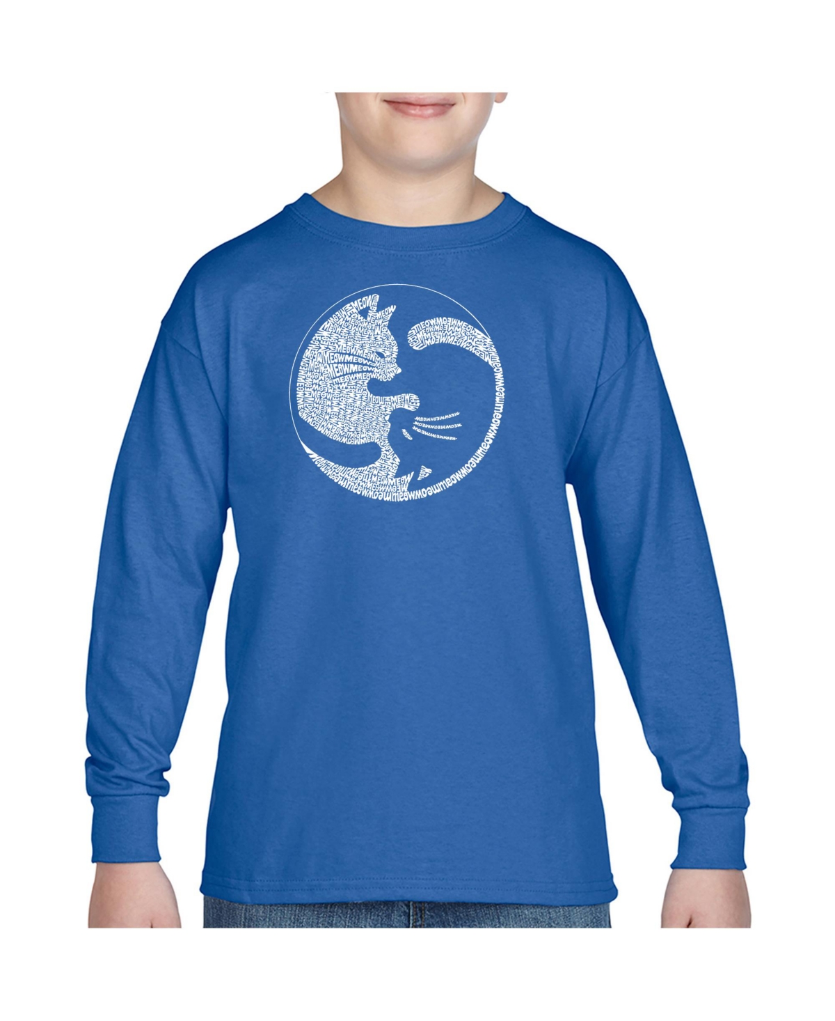 Big Boy's Word Art Long Sleeve T-shirt - Yin Yang Cat