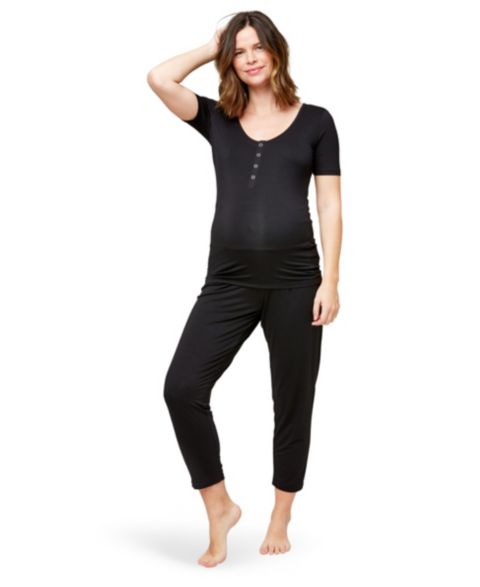 Пижамный топ Snap-Front, для кормления — NOM Maternity, цвет: Чёрный