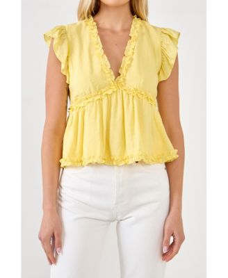 Rose Mid Length Ruffle Slv Top main image 0
