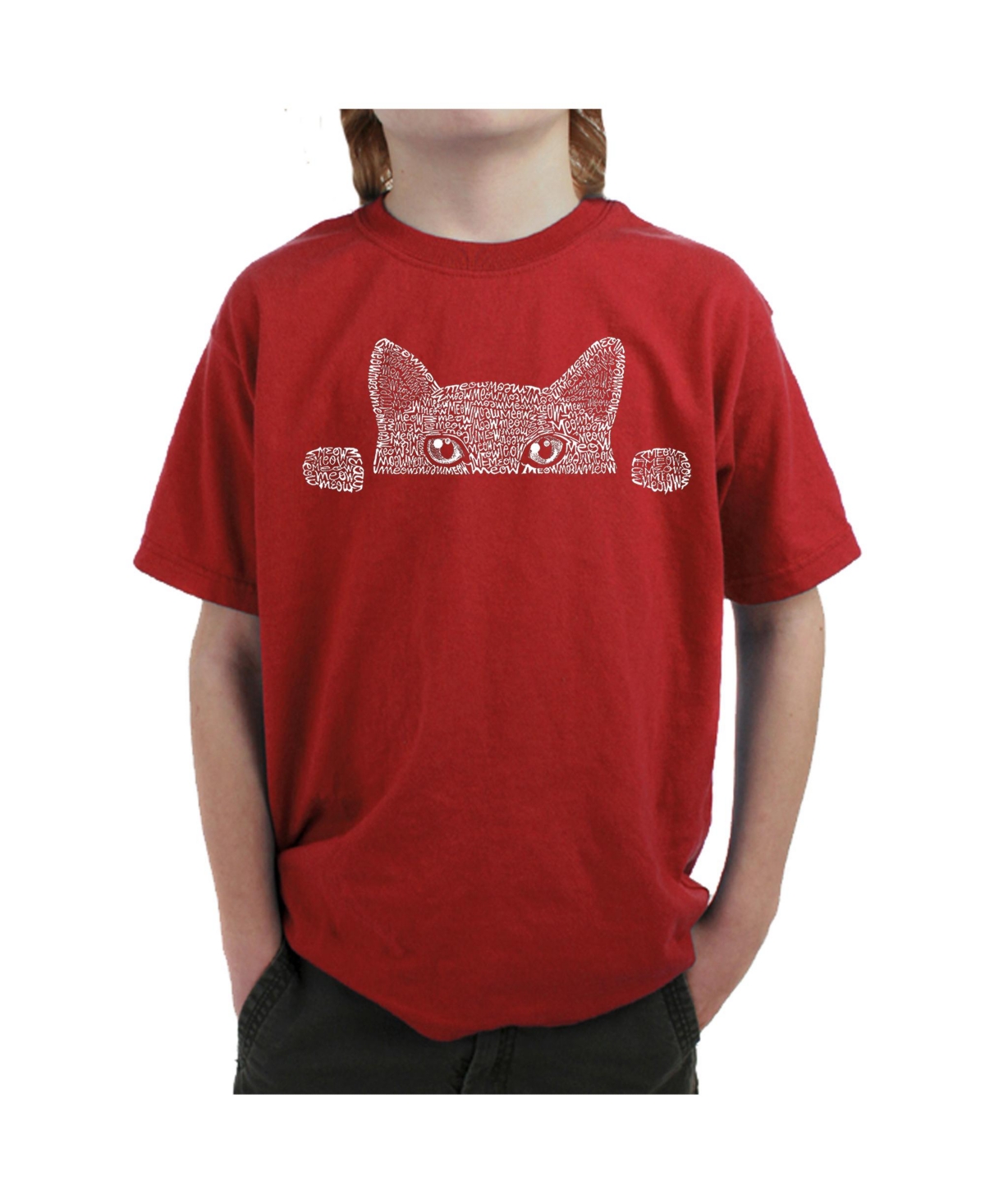 Big Boy's Word Art T-shirt - Peeking Cat