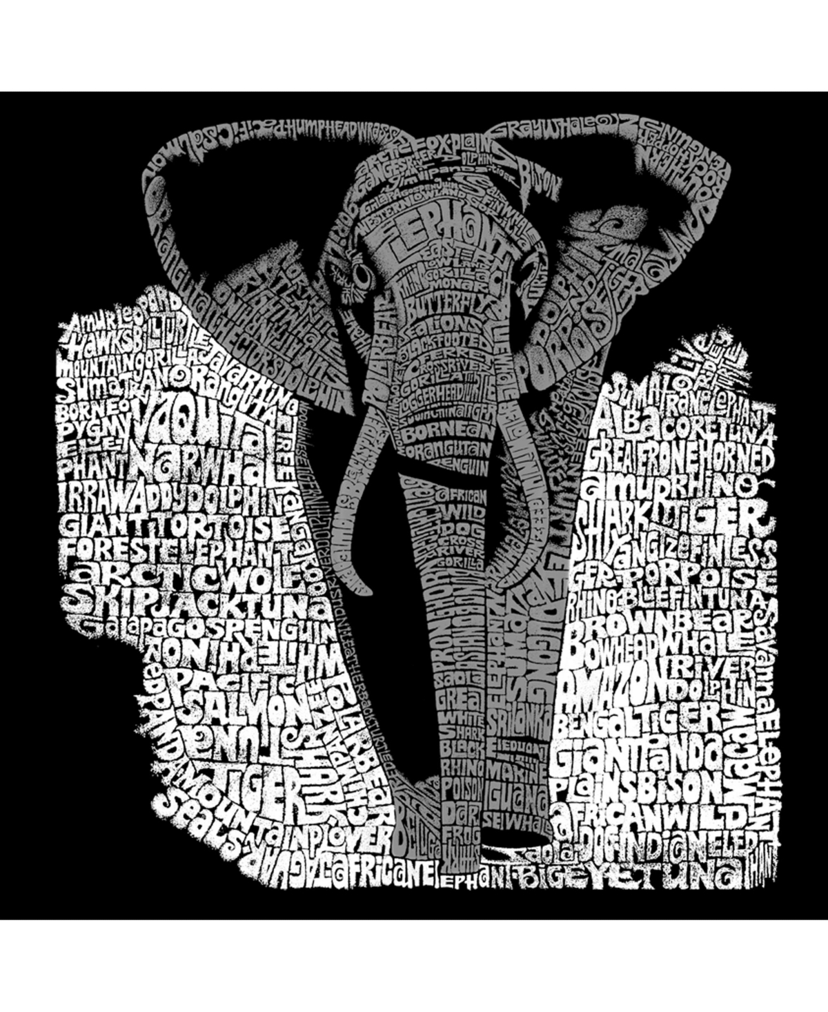 La Pop Art Boys Word Art Long Sleeve T-shirt - Elephant