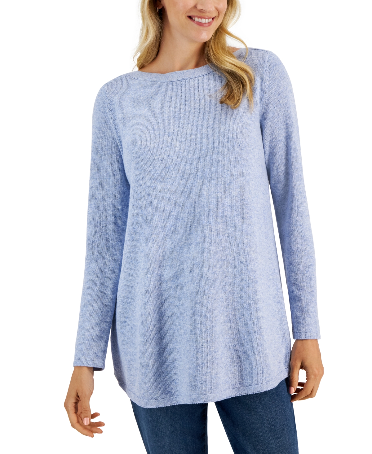 Karen Scott Women's Tunic Sweater, Created For Macy's In Light Blue Heather