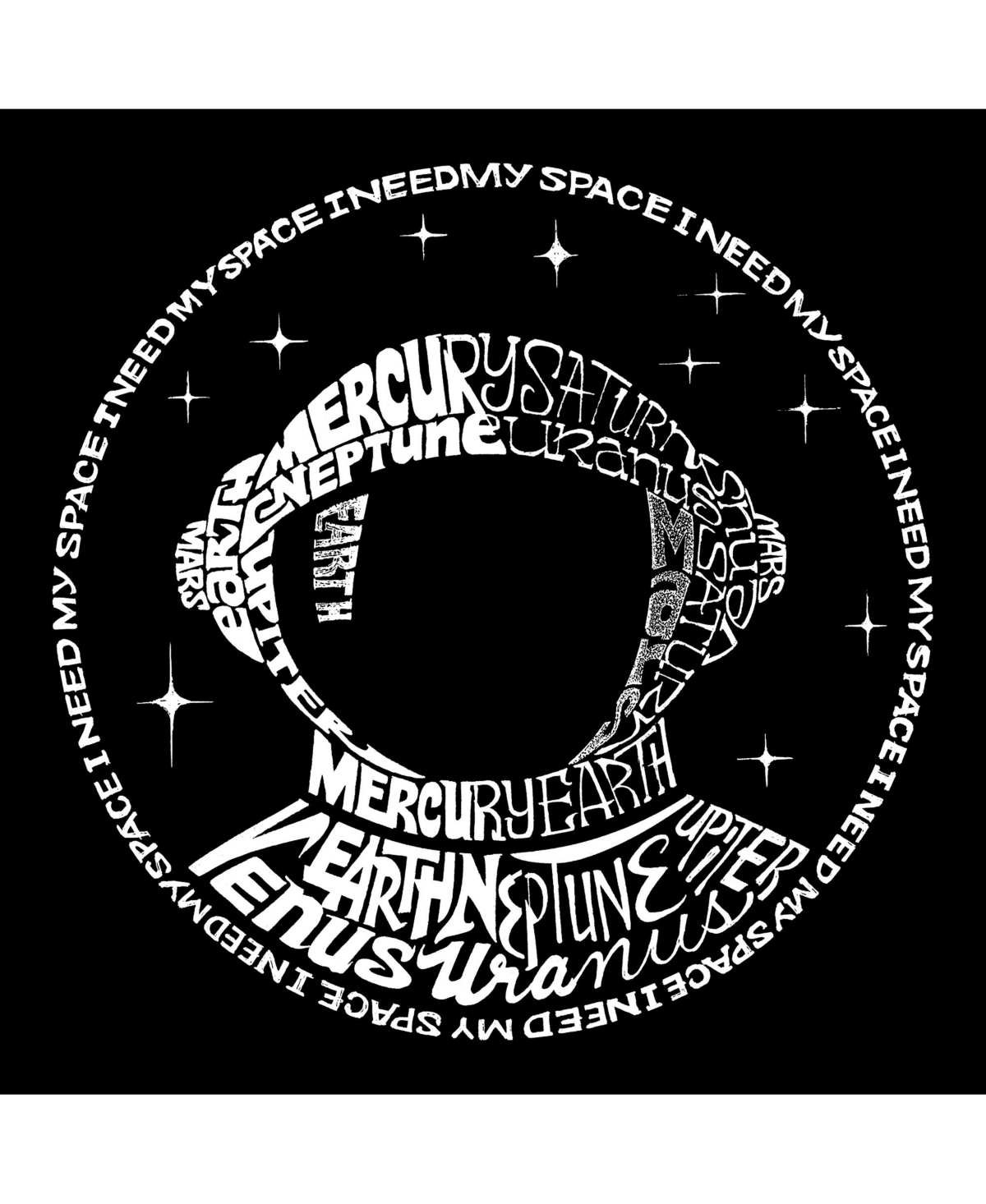 Big Boy's Word Art T-shirt - I Need My Space Astronaut