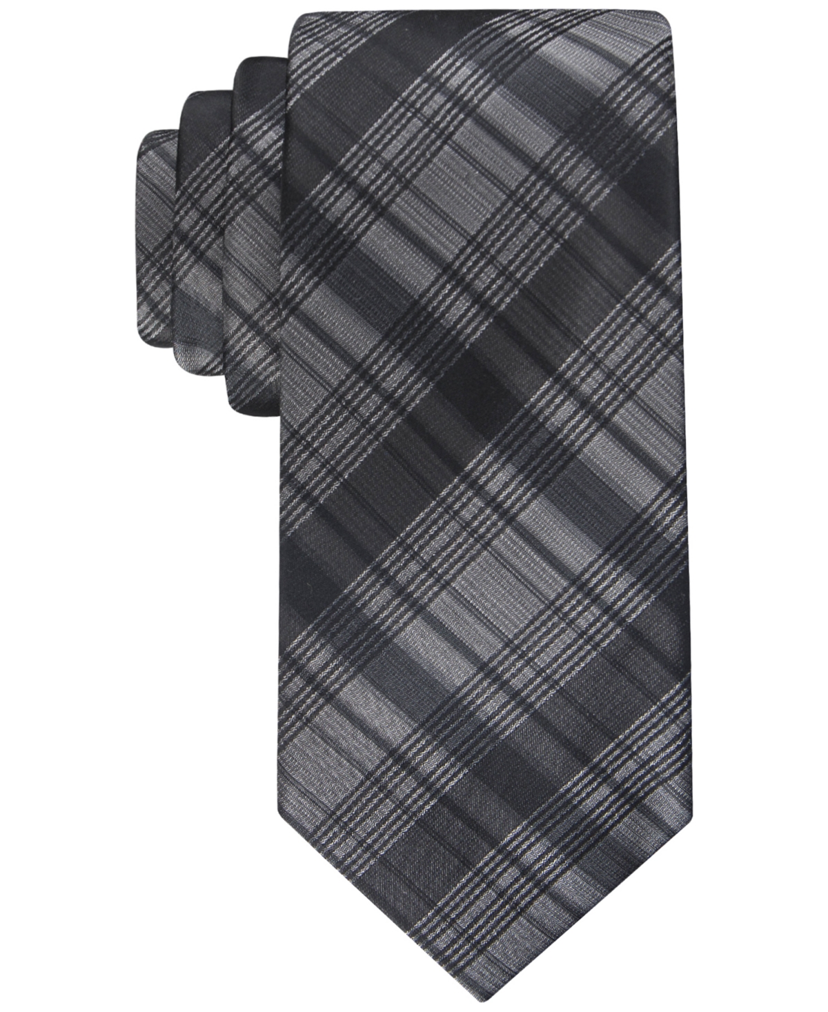 Calvin Klein Men's Shaded Tonal Plaid Tie In Black,taupe