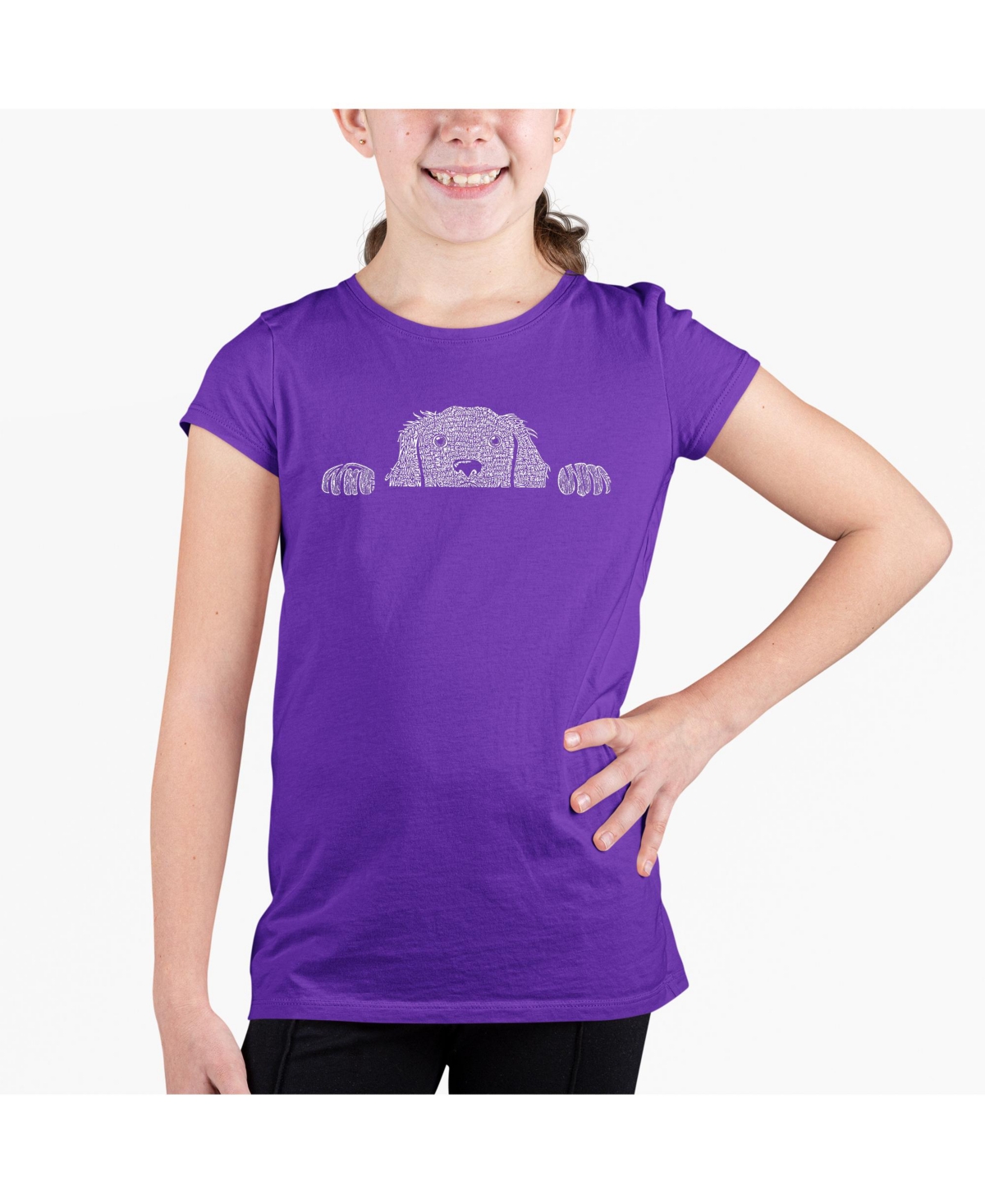 La Pop Art Girls Word Art T-shirt In Purple