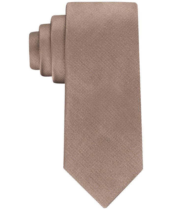 Calvin Klein Mens Classic Stripe Silk Tie Dark Red Size Regular