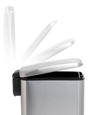 Two 1.3 Gallon Slim Step On Trash Can Set, 2 Pieces, Stainless Steel, Twin Pack