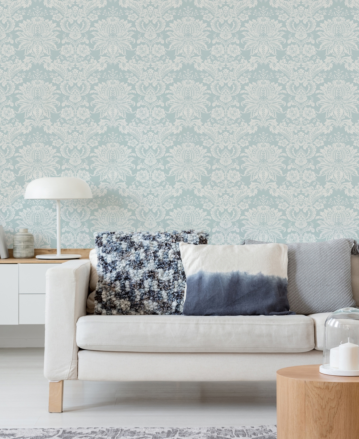 Shop Transform Damask Peel And Stick Wallpaper In Duck Egg