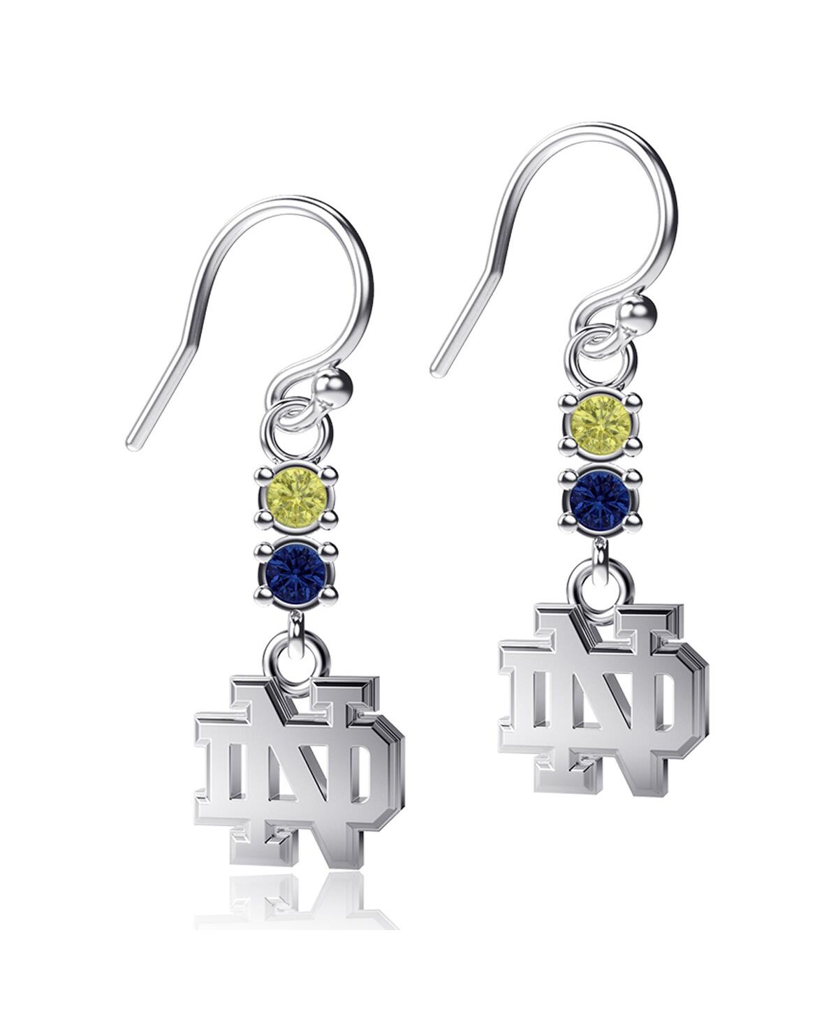 Women's Dayna Designs Notre Dame Fighting Irish Dangle Crystal Earrings - Silver