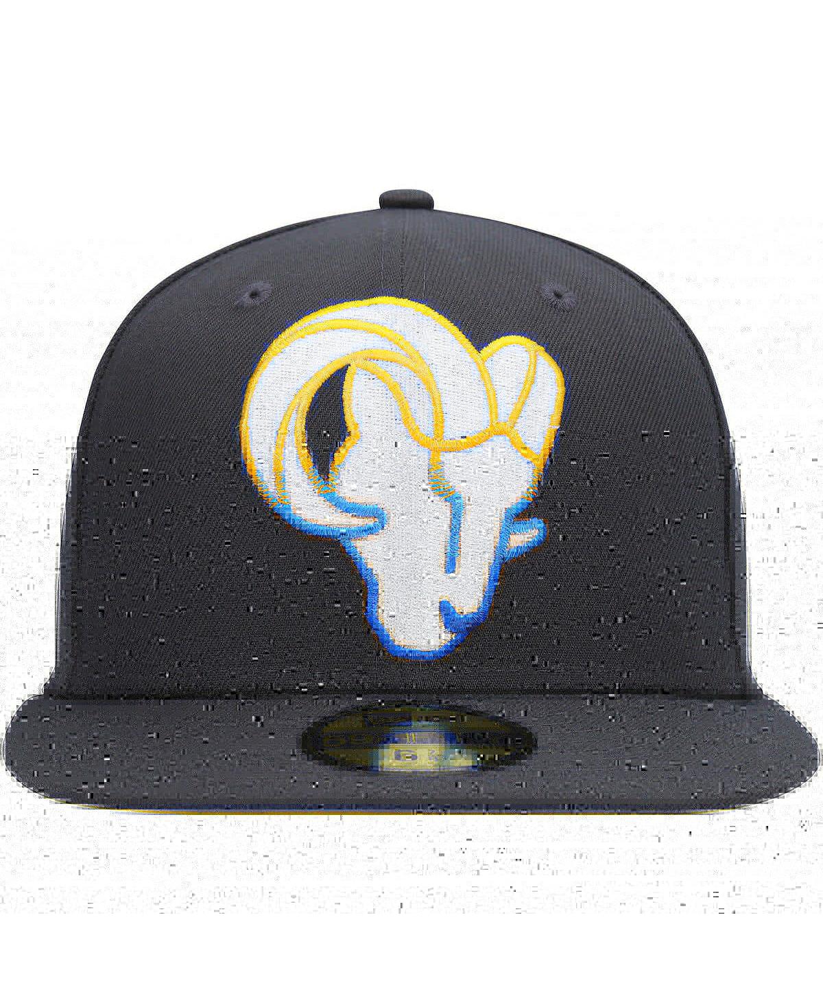 NEW ERA MEN'S NEW ERA GRAPHITE LOS ANGELES RAMS COLOR DIM 59FIFTY FITTED HAT 