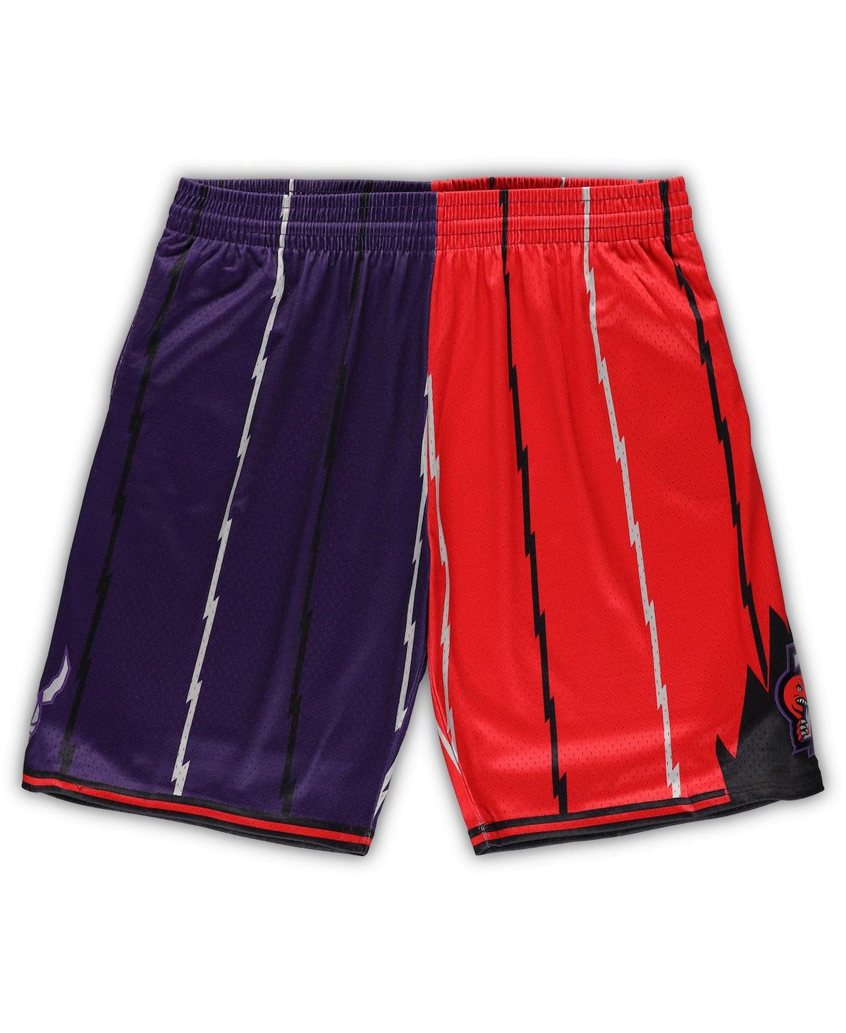 Shop Mitchell & Ness Men's  Purple, Red Toronto Raptors Big And Tall Hardwood Classics Split Swingman Shor In Purple,red