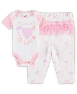 Outerstuff Newborn & Infant White/Pink Los Angeles Dodgers Spreading Love Bodysuit & Tutu with Leggings Set