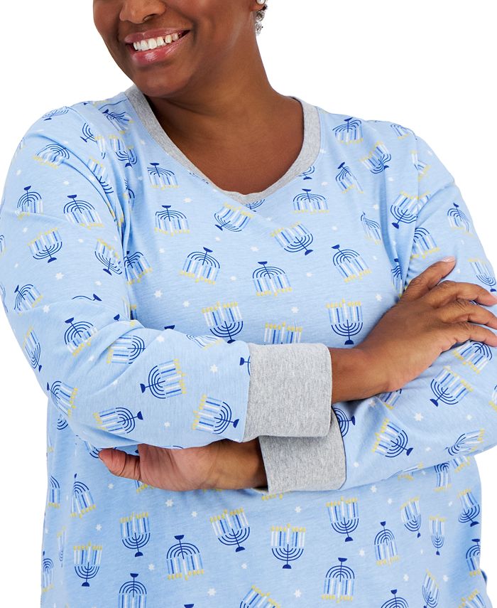 Family Pajamas Matching Plus Size Hanukkah Pajamas Set, Created for