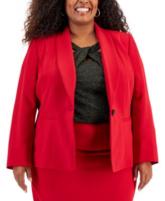 Kasper - Plus Size One-Button Stretch Crepe Blazer