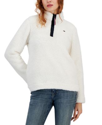 Tommy Hilfiger - Women's 1/4-Zip Sherpa Logo Pullover