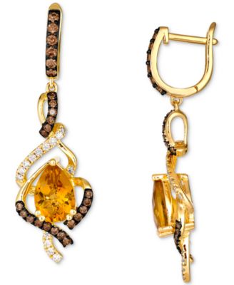 Cinnamon Citrine (2 ct. t.w.) & Diamond (3/4 ct. t.w.) Drop Earrings in 14k Gold