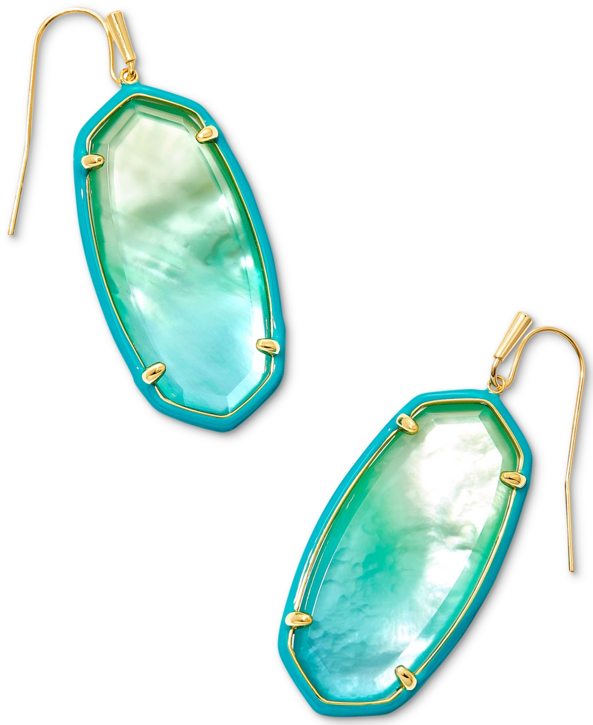 Kendra Scott 14k Gold-plated Color-framed Stone Drop Earrings In Sea Green Chrysocolla