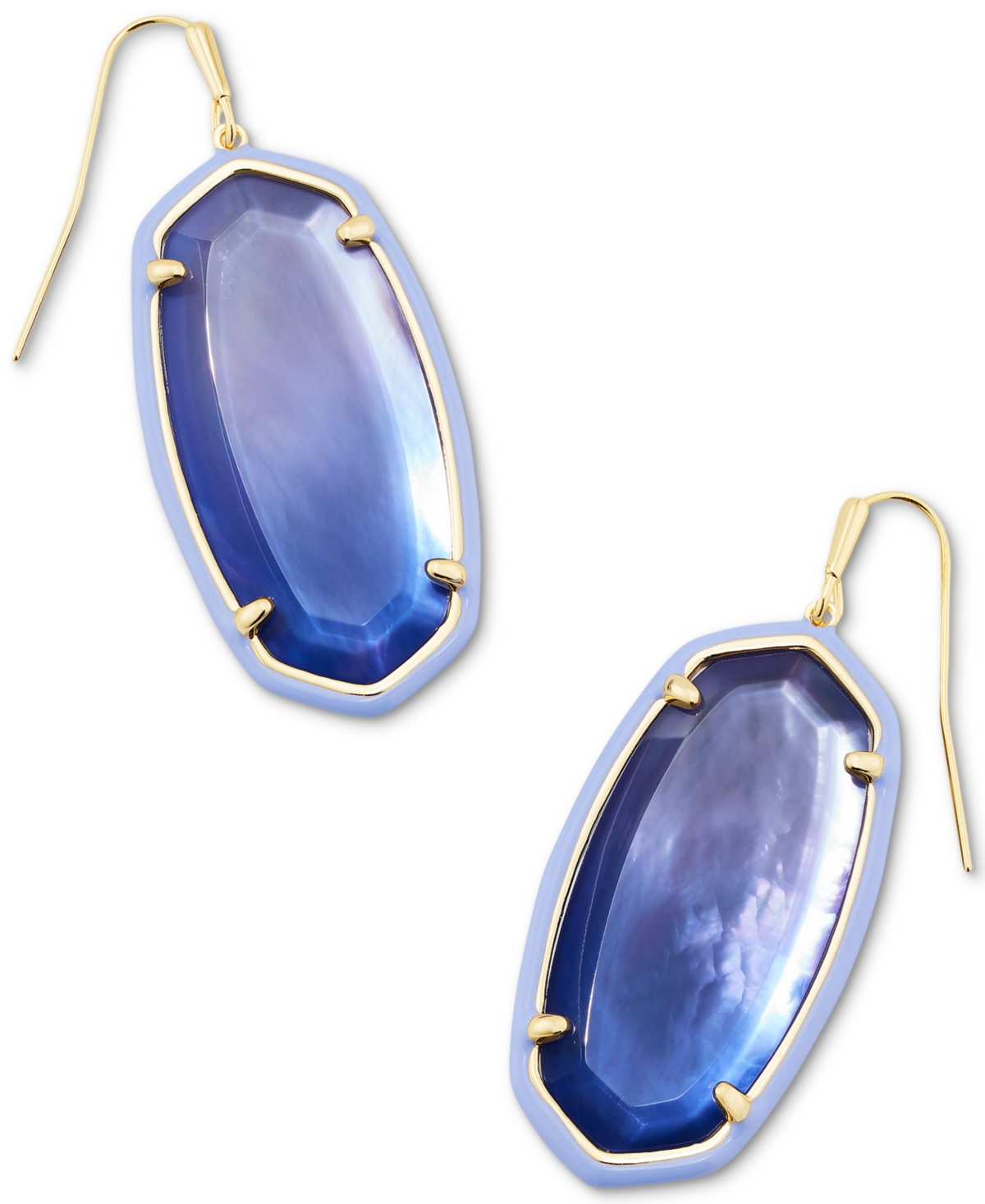 Shop Kendra Scott 14k Gold-plated Color-framed Stone Drop Earrings In Dark Lavender Ombre Illusion- Gold-tone