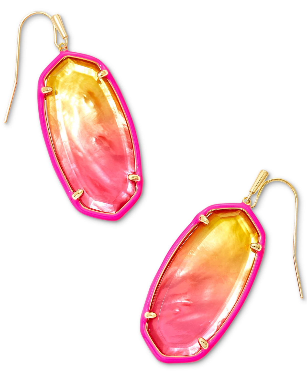 Shop Kendra Scott 14k Gold-plated Color-framed Stone Drop Earrings In Sunset Ombre Illusion