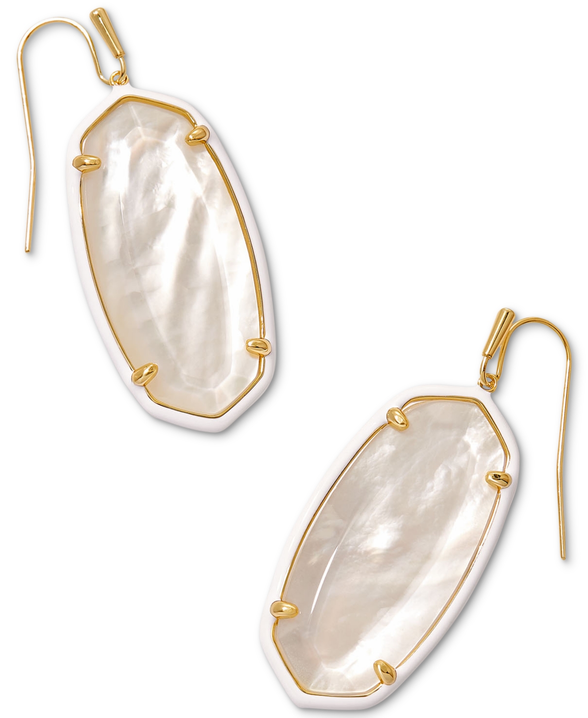 Kendra Scott 14k Gold-plated Color-framed Stone Drop Earrings In Ivory Mix