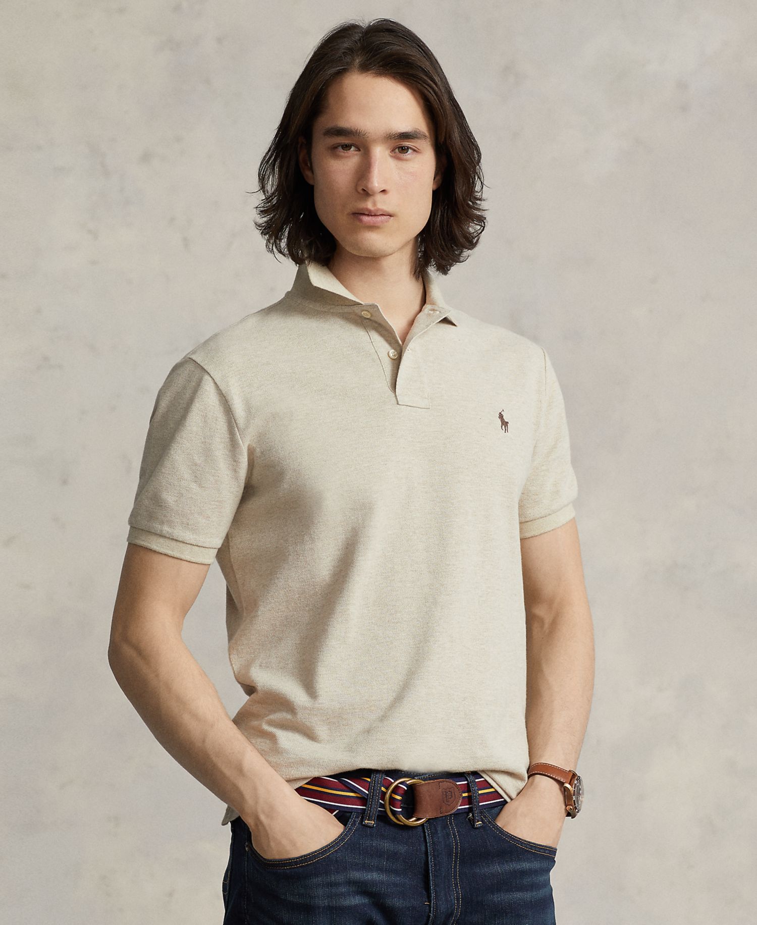 Men's Cotton Custom Slim Fit Mesh Polo Shirt