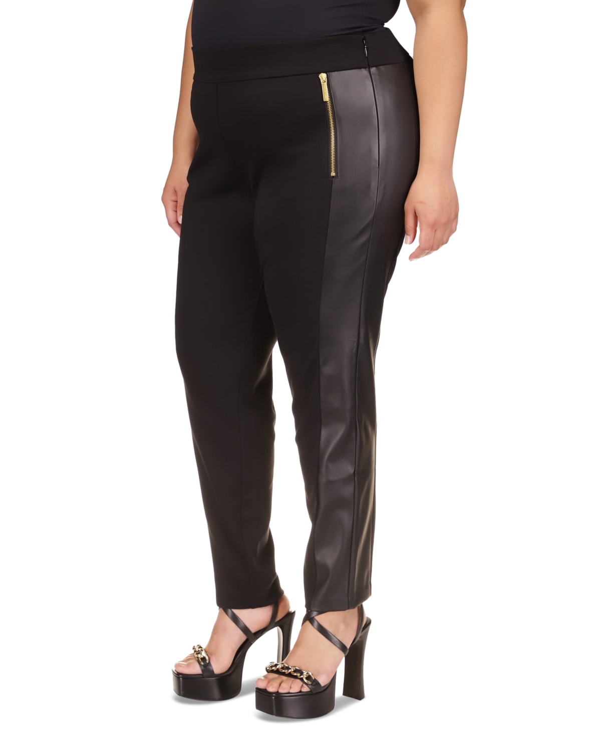 Shop Michael Kors Michael  Plus Size Zipper-pocket Leggings In Black