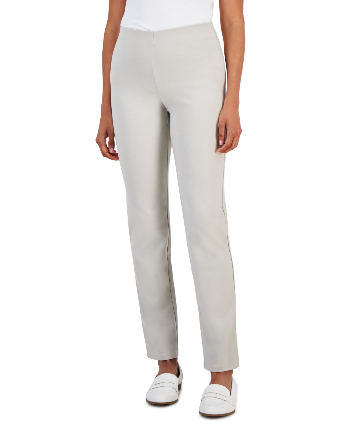 Jm Collection Petite Pull-on Ponte-knit Pants, Created For Macy's In Gray