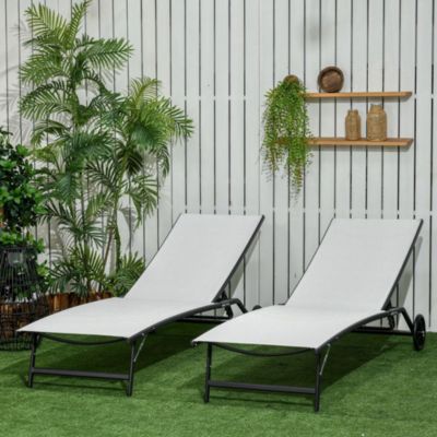 2 Piece Chaise Lounge Chair Pool Chairs with Wheels
