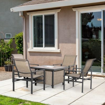 5 Piece Outdoor Dining Set, Ice Bucket Table, Rocking Chairs,