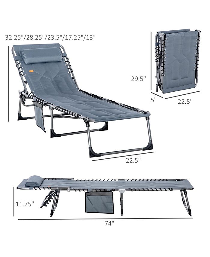 Outsunny Outdoor Folding Chaise Lounge Chair, Portable Lightweight