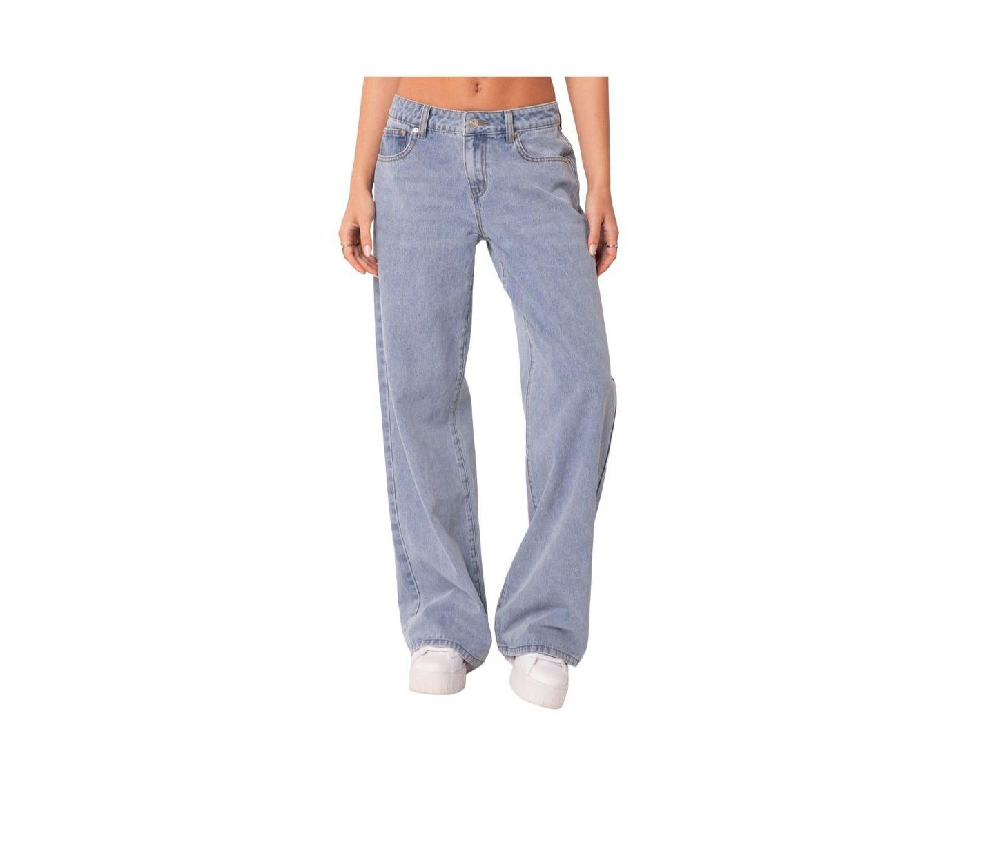 Женские джинсы Edikted Raelynn Washed Low Rise, цвет: Синий — фото 4