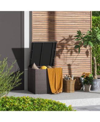 72 Gallon Patio Rattan Wicker Storage Deck Box Container with Liner Garden