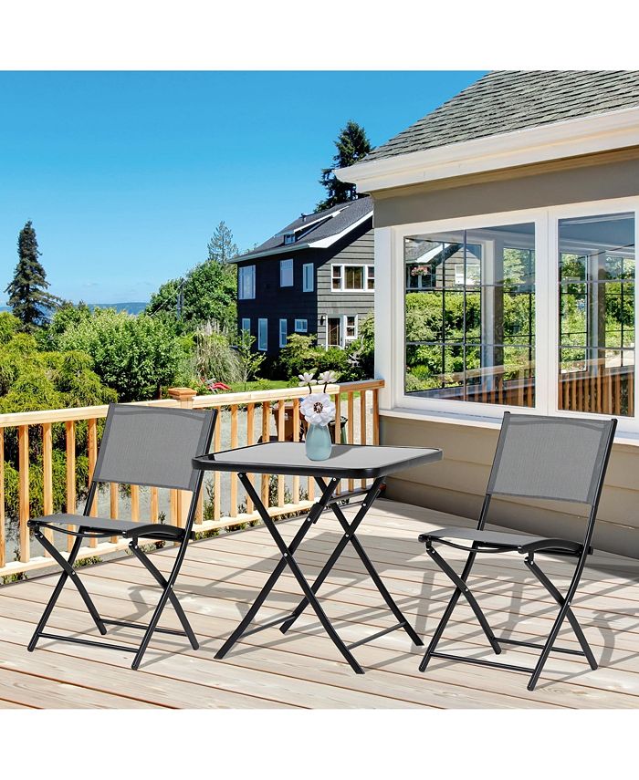 Outsunny 3Piece Garden Bistro Set, Outdoor Folding Dining Set with