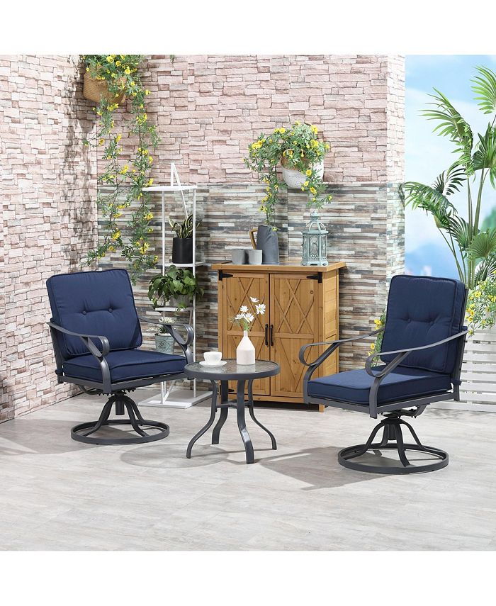 Outsunny 3 Piece Patio Bistro Set, Outdoor Conversation Furniture, 2