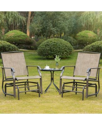 2pc Outdoor Glider Chair Set, Patio Swing Armchair Furniture,