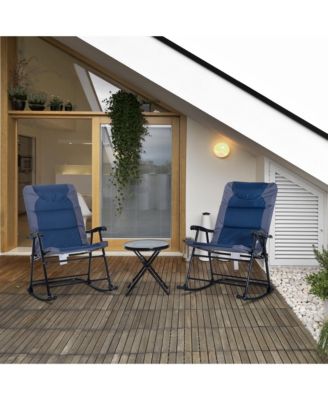 3PC Folding Outdoor Furniture Set, Rocking Chairs, Table,