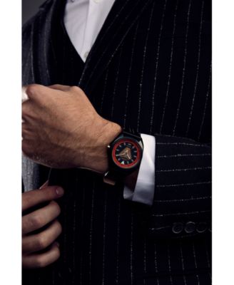 Eco-Drive Men's Marvel Tony Stark Black Leather Strap Watch 43mm