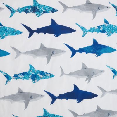 Kate Aurora Complete 5 Piece Juvi Sharks Themed Fabric Shower Curtain Bathroom Set