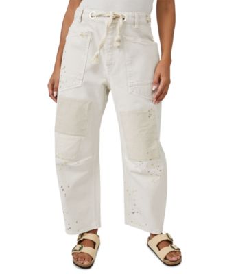 Free People - Women's Distressed Wide-Leg Jeans